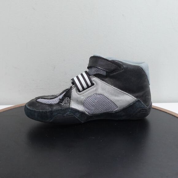 Adidas Wrestling‎ Shoes Kids US 2 Gray Black White Gold High Top Hook and Loop - Picture 6 of 11